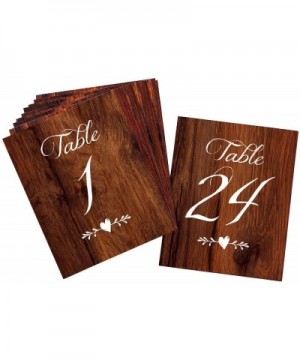 Rustic Wedding Table Numbers - Wood Look Table Numbers 1-24 - Includes Mr and Mrs Sweetheart Table Cards and 2 Reserved Table...