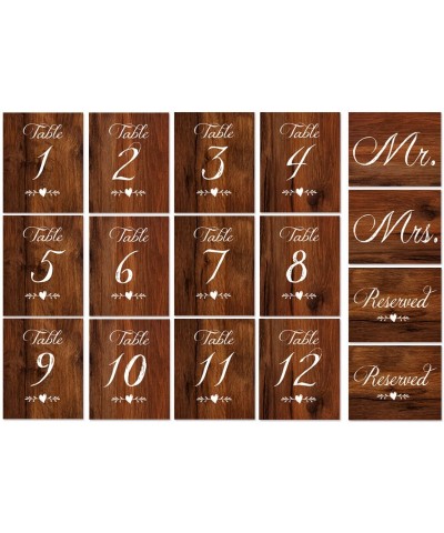 Rustic Wedding Table Numbers - Wood Look Table Numbers 1-24 - Includes Mr and Mrs Sweetheart Table Cards and 2 Reserved Table...