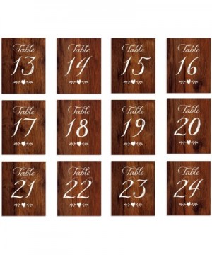 Rustic Wedding Table Numbers - Wood Look Table Numbers 1-24 - Includes Mr and Mrs Sweetheart Table Cards and 2 Reserved Table...