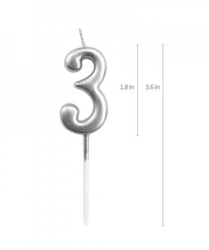 Silver Birthday Candles Number 3 Cake Topper Decoration Glitter Candle for Party Anniversary Kids Adults - Number 3 Silver - ...