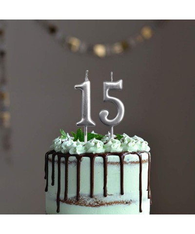 Silver Birthday Candles Number 3 Cake Topper Decoration Glitter Candle for Party Anniversary Kids Adults - Number 3 Silver - ...