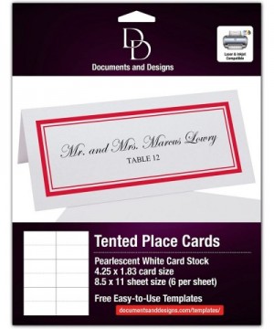 Double Line Border Printable Place Cards- Ruby Red- Set of 60 (10 Sheets)- Laser & Inkjet Printers - Perfect for Wedding- Par...