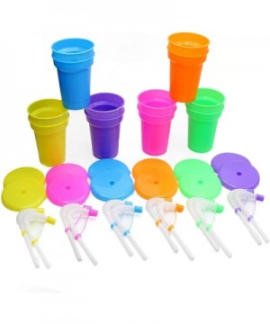 Neon Sipper Cups - 5.5 Inch Colorful Neon Cups with Lids and Straws - School Events- Themed Parties- and Birthday Celebration...