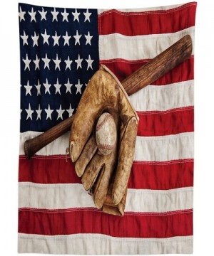 Baseball Outdoor Tablecloth- Vintage Baseball League Equipment USA Grunge Glove Bat Fielding Sports Theme- Decorative Washabl...