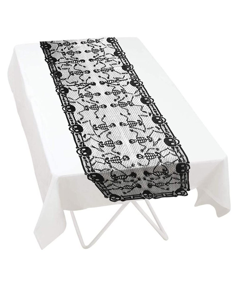 Halloween Tablecloth 18" x 79" Skeleton Table Runner Lace Tablecloth for Halloween Party Decor - C718X56G9A9 $5.42 Tablecovers