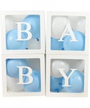 Baby Shower Blocks with Letters- 4Pcs 12" Baby Clear Balloon Boxes Blocks for Boy or Girl Baby Shower Decorations- Gender Rev...