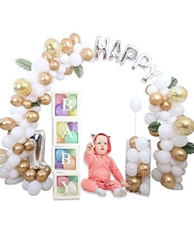Baby Shower Blocks with Letters- 4Pcs 12" Baby Clear Balloon Boxes Blocks for Boy or Girl Baby Shower Decorations- Gender Rev...