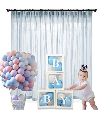 Baby Shower Blocks with Letters- 4Pcs 12" Baby Clear Balloon Boxes Blocks for Boy or Girl Baby Shower Decorations- Gender Rev...