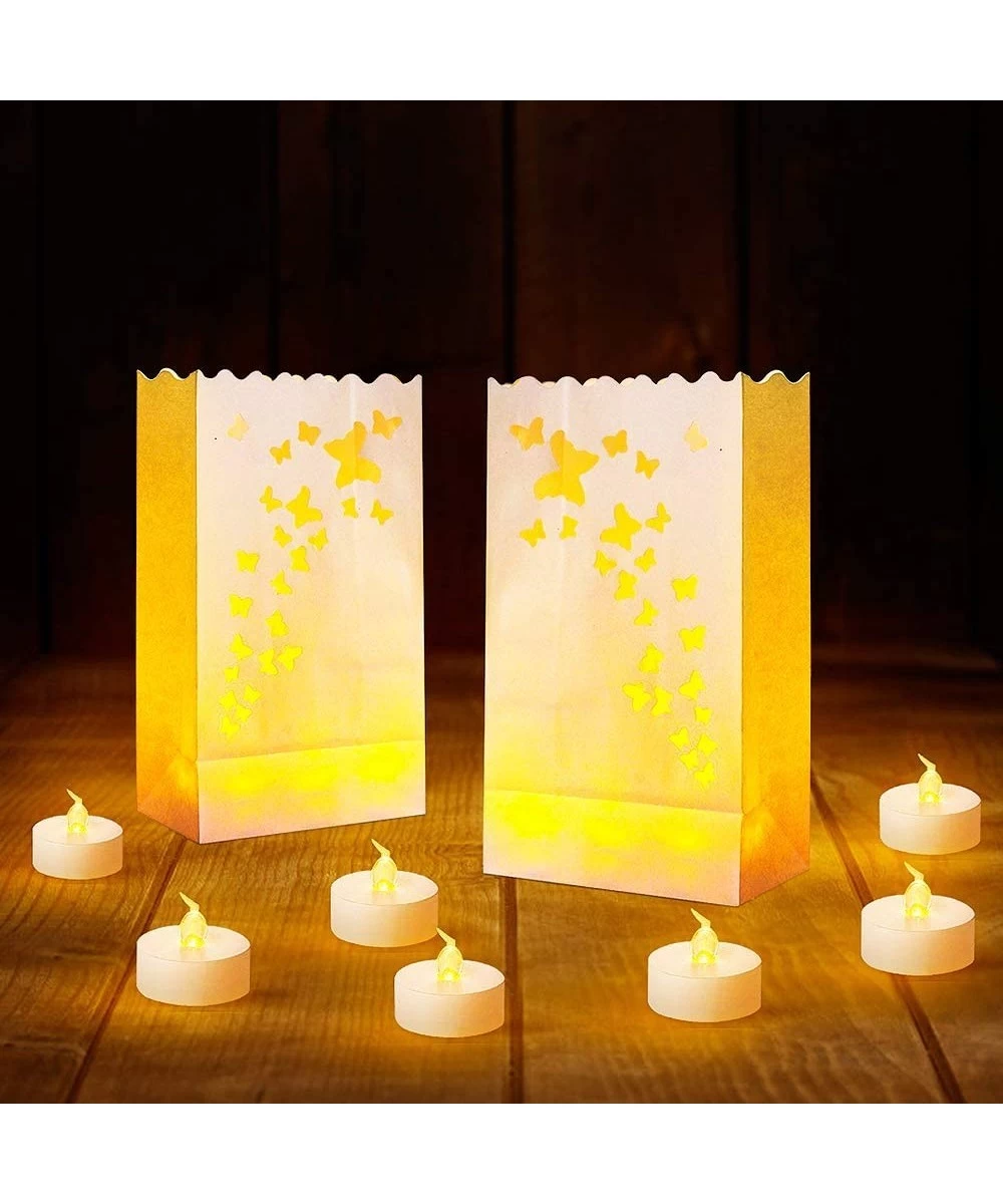 White Luminary Bags with Hearts- Flame Resistant Candle Bags- Tea Light Luminaries for Wedding- Valentine's Day-F Halloween- ...