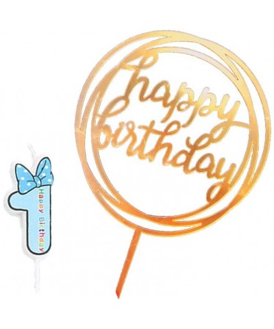 Birthday Letter Candles Wedding Anniversary Celebration Party Number Cake Candle with Happy Birthday Ins Topper (Blue Bowknot...