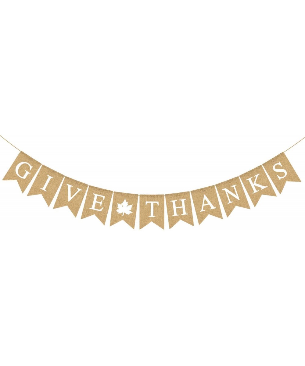 Give Thanks Burlap Garland Bunting Banner Happy Thanksgiving Day Party Home Decoration - C2186DYOY2D $8.31 Banners & Garlands