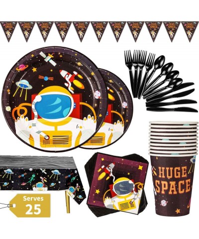 Outer Space Party Supplies 177PCS Astronaut Planet Theme Children Birthday Disposable Dinnerware Set Includes Plates- Cups- N...