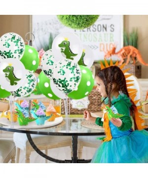 Dinosaur Birthday Table Decorations 2 Set Green White Table Centerpiece Balloons Stand Holder Kit with 14 Sticks 14 Cups 2 Ba...