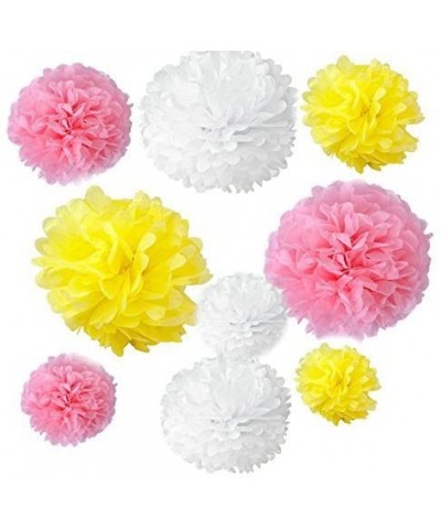 Set of 18PCS Mixed White Yellow Pink Party Tissue Pom Poms Wedding Flowers Birthday July 4th Holiday Paper Hanging Decoration...