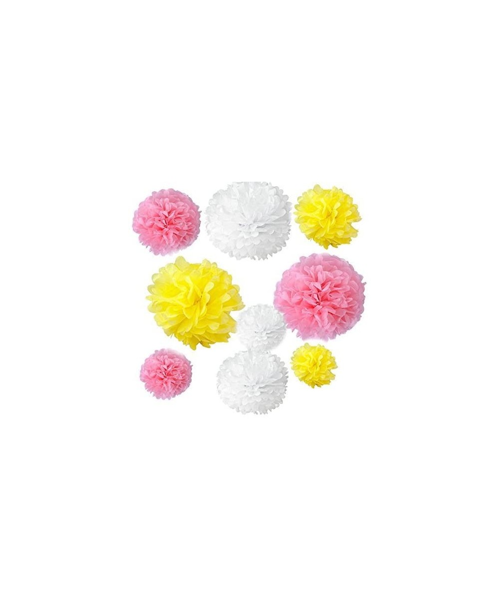 Set of 18PCS Mixed White Yellow Pink Party Tissue Pom Poms Wedding Flowers Birthday July 4th Holiday Paper Hanging Decoration...