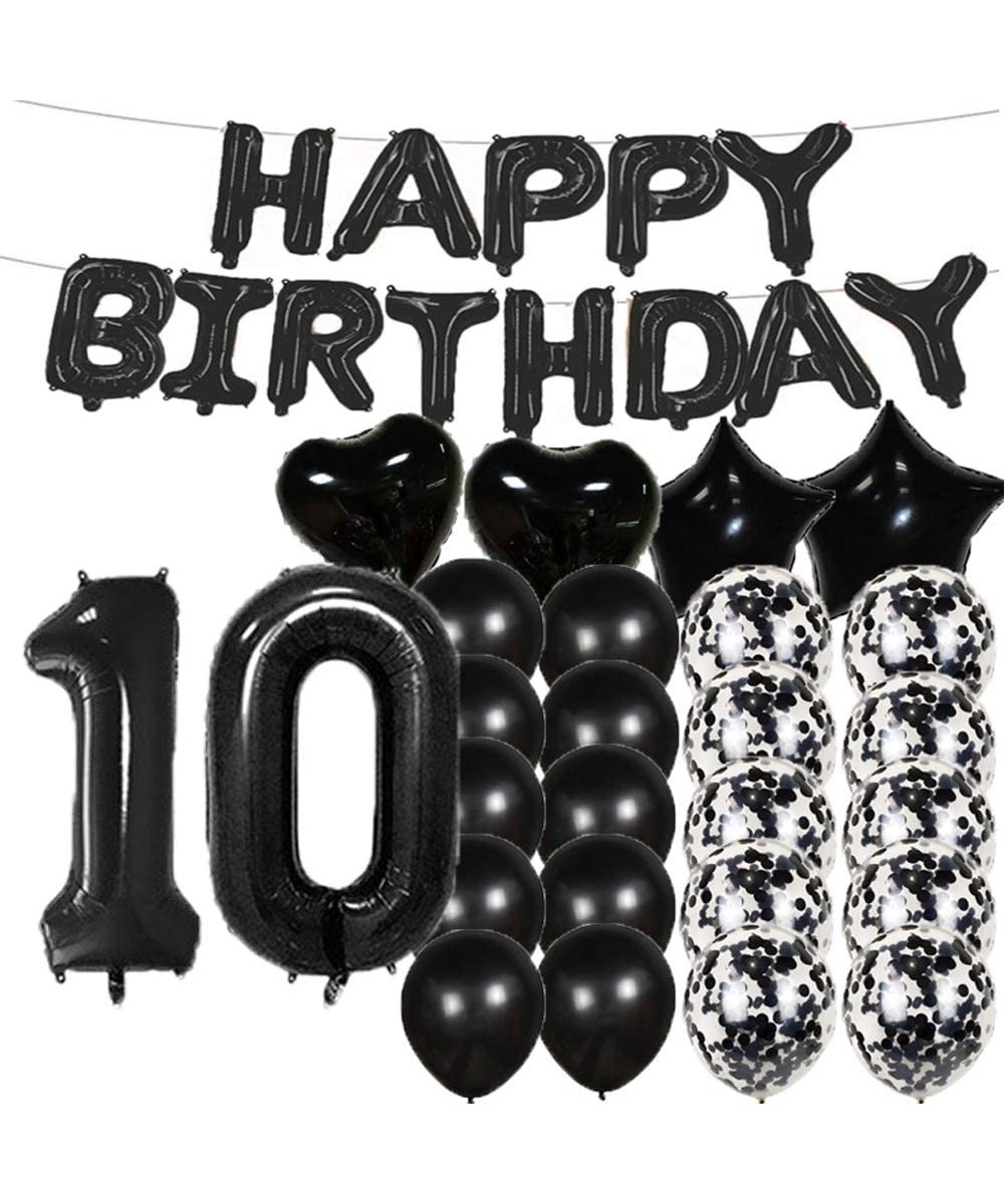 Sweet 10th Birthday Decorations Party Supplies-Black Number 10 Balloons-10th Foil Mylar Balloons Latex Balloon Decoration-Gre...