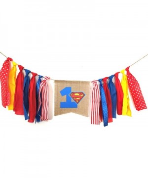 Blue Red Yellow Superman Theme Highchair Banner for Superhero First Birthday Decoration- High Chair Bunting Garland Decoratio...