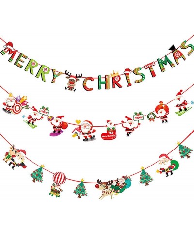 Christmas Banners Decoration Set- 3 Pcs Christmas Hanging Paper Banners Bunting Garland for Indoor Outdoor Decor Holiday Part...