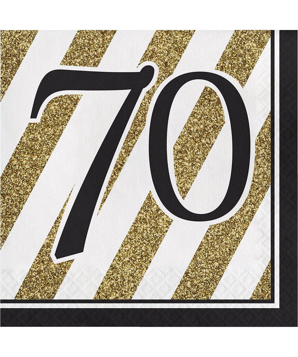 Black and Gold 70th Birthday Napkins- 48 ct - CH18CESOLY2 $11.09 Tableware