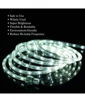 Outdoor LED Rope Lights Indoor Daylight White 6500K Waterproof 432 LEDs 40ft/12m Flexible Plug in 110V UL Listed Power Plug G...