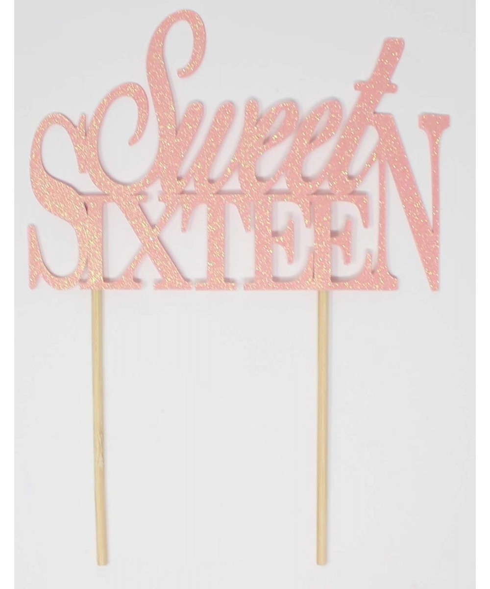 Sweet Sixteen Cake Topper (Glitter Pastel Pink) 1pc- 16th Birthday- Glitter Topper - Glitter Pastel Pink - CY18DW4LUOK $15.99...