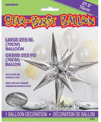 Large Foil 12 Point Silver Star Balloon - Silver - CQ12O8YWFXN $6.39 Balloons