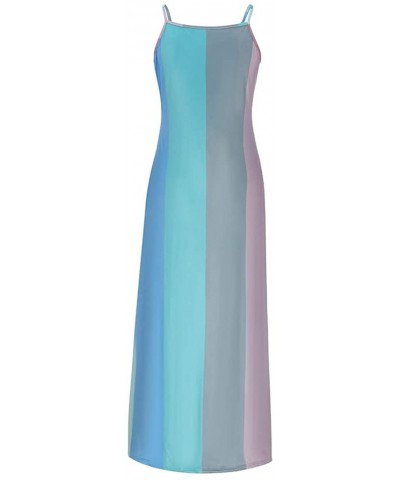 Women's Sleeveless Loose Tie Dye Maxi Dresses Summer Tank Top Dress Casual Tunics Long Dress Beach Swing Dress - blue - CH19D...