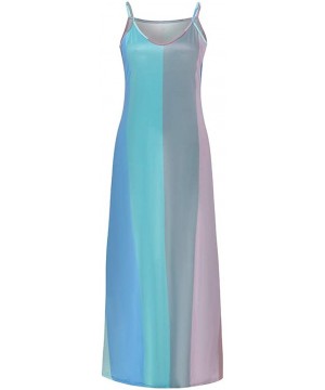 Women's Sleeveless Loose Tie Dye Maxi Dresses Summer Tank Top Dress Casual Tunics Long Dress Beach Swing Dress - blue - CH19D...