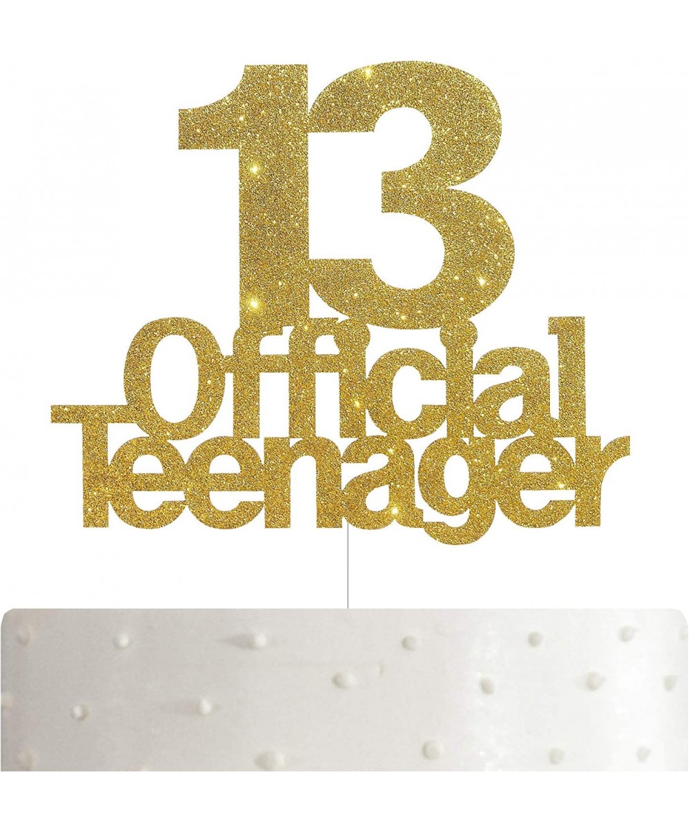 13 Official Teenager Cake Topper- 13th Birthday Cake Topper- Birthday Party Decoration with Premium Gold Glitter - C318ZYTSMO...