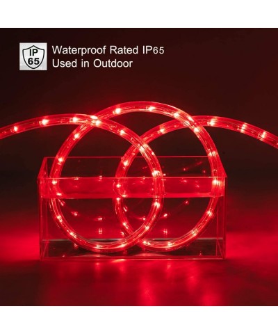 Red LED Rope Strip Lights- Outdoor- Indoor- 432LEDs 40ft/12m- Waterproof- Outside- Plug in 110V Tube Lighting Connectable Cut...