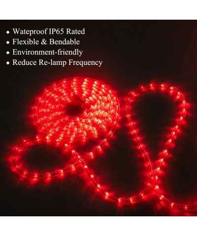 Red LED Rope Strip Lights- Outdoor- Indoor- 432LEDs 40ft/12m- Waterproof- Outside- Plug in 110V Tube Lighting Connectable Cut...