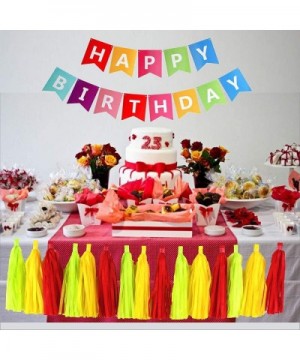 Happy Birthday Banner Colorful + 15 pcs. Tissue Paper Garland. Birthday Party Decorations Set. Color Variations. (Color Mix)....