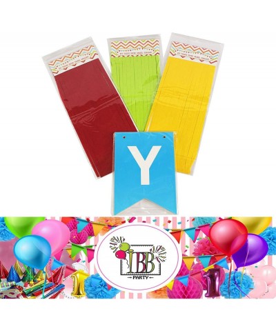 Happy Birthday Banner Colorful + 15 pcs. Tissue Paper Garland. Birthday Party Decorations Set. Color Variations. (Color Mix)....