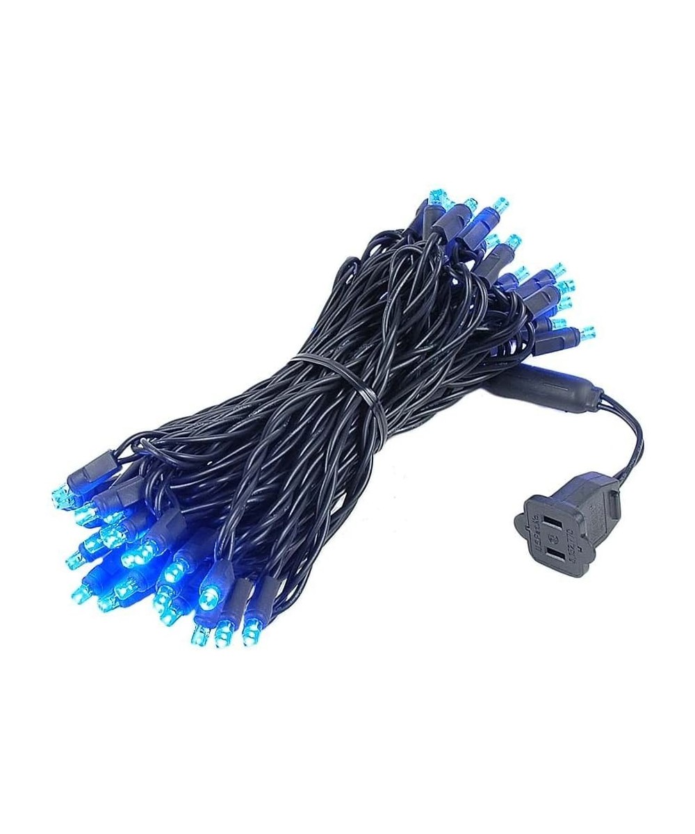 50 Light LED Christmas Mini Light Set- Outdoor Lighting Party Patio String Lights- Blue- Black Wire- 25 Feet - Blue - C1180OM...