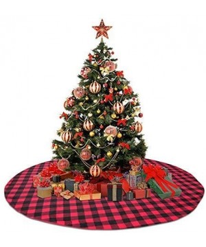 48 Inch Christmas Tree Skirt Buffalo Plaid Xmas Tree Skirts Double Layers Checked Tree Skirts Mat for Holiday Party Xmas Orna...