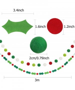 4 Pieces Christmas Felt Banners Pom Pom Garland Holly Berries Garlands Colorful Felt Ball Banners for Christmas Decoration- 9...