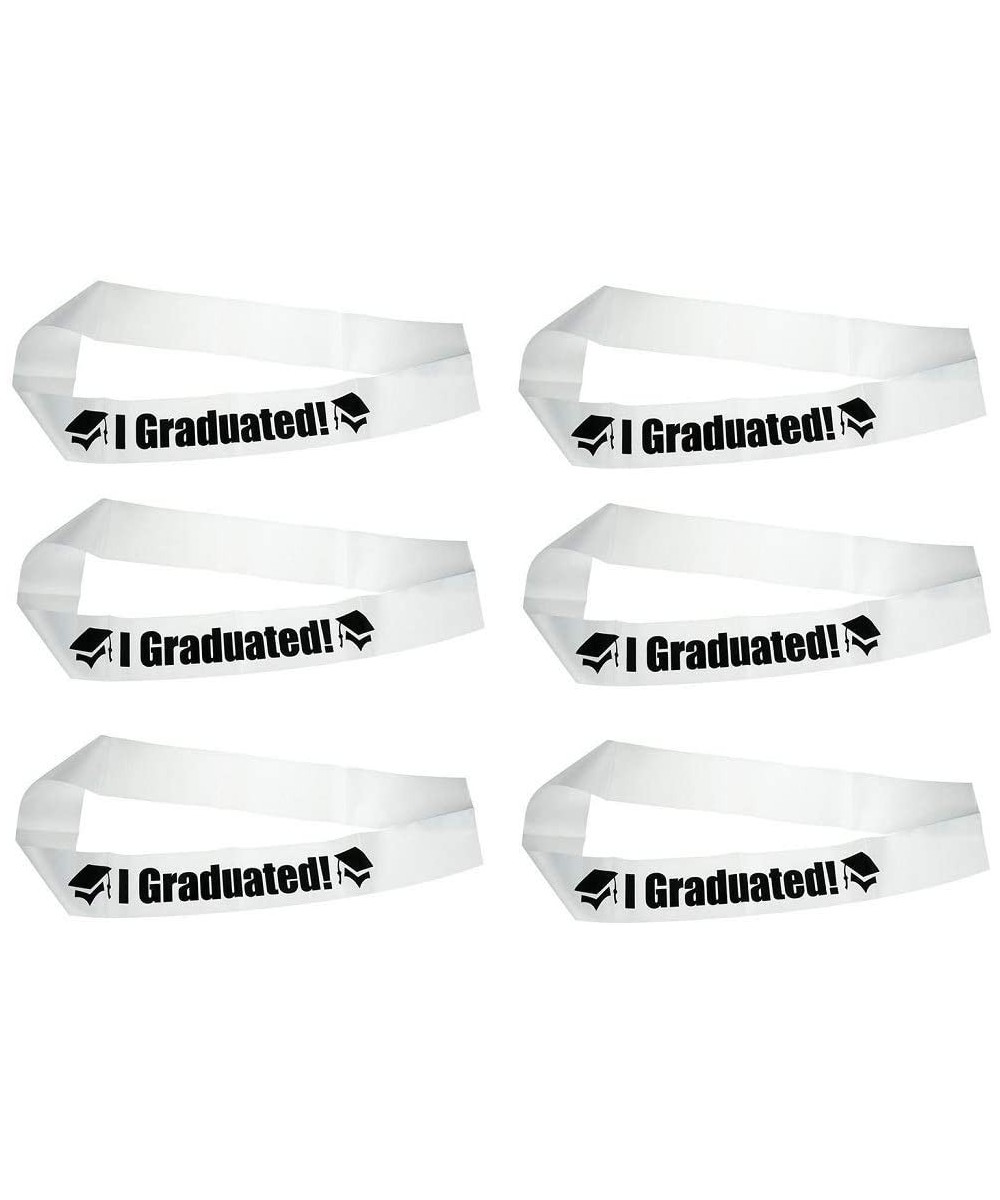 2019 Graduation Sash 6Pcs White Grad Sash I GRADUATED! for Preschool High School Senior Collage Prom Grad Party White Unisex ...