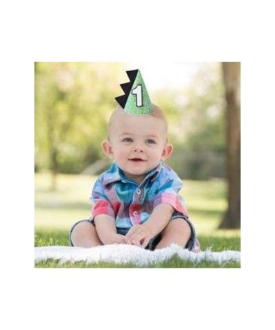 1st Green Dinosaur Birthday Party Hat- First Boys Birthday Crown Cone Hat Adjustable Headbands for Party Theme Supplies - CJ1...