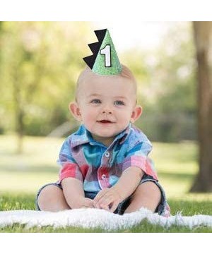 1st Green Dinosaur Birthday Party Hat- First Boys Birthday Crown Cone Hat Adjustable Headbands for Party Theme Supplies - CJ1...