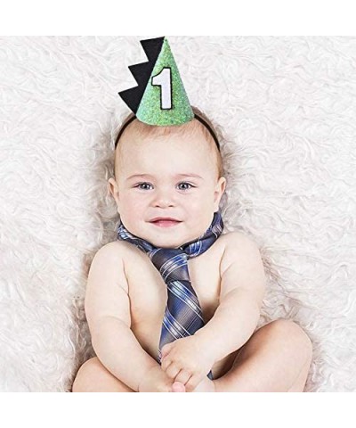 1st Green Dinosaur Birthday Party Hat- First Boys Birthday Crown Cone Hat Adjustable Headbands for Party Theme Supplies - CJ1...