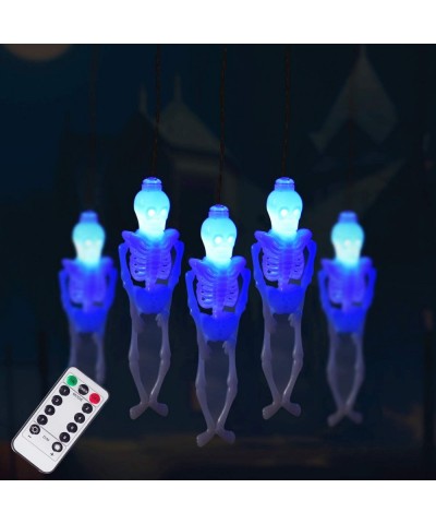 Halloween Skeleton Skull String Lights Battery Operated- Spooky Halloween Decoration Waterproof 15LED String Lights with 8-Li...