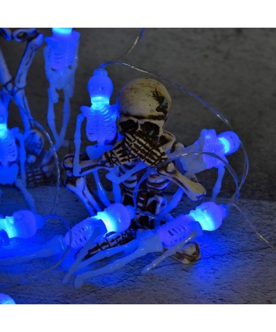 Halloween Skeleton Skull String Lights Battery Operated- Spooky Halloween Decoration Waterproof 15LED String Lights with 8-Li...