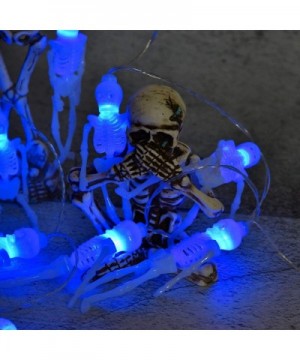 Halloween Skeleton Skull String Lights Battery Operated- Spooky Halloween Decoration Waterproof 15LED String Lights with 8-Li...