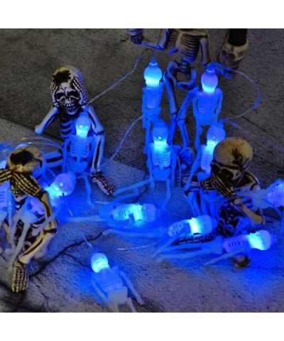 Halloween Skeleton Skull String Lights Battery Operated- Spooky Halloween Decoration Waterproof 15LED String Lights with 8-Li...