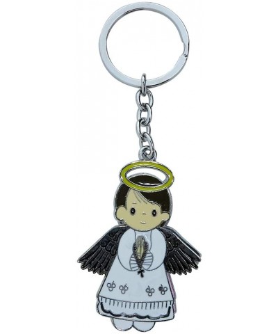 Personalized First Communion Favor (12 PCS) -White Angel Boy Metal Custom Keychain Recuredos De Bautizo Christening Gift for ...