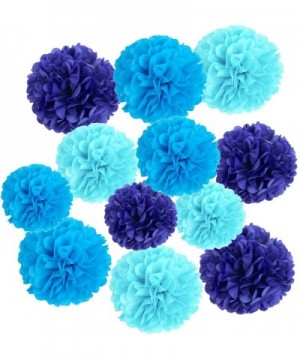 Tissue Paper Pom Poms Flowers for Wedding Birthday Party Baby Shower Decoration- 12 pieces - Dark Blue- Blue and Sky Blue - D...