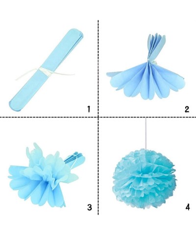 Tissue Paper Pom Poms Flowers for Wedding Birthday Party Baby Shower Decoration- 12 pieces - Dark Blue- Blue and Sky Blue - D...