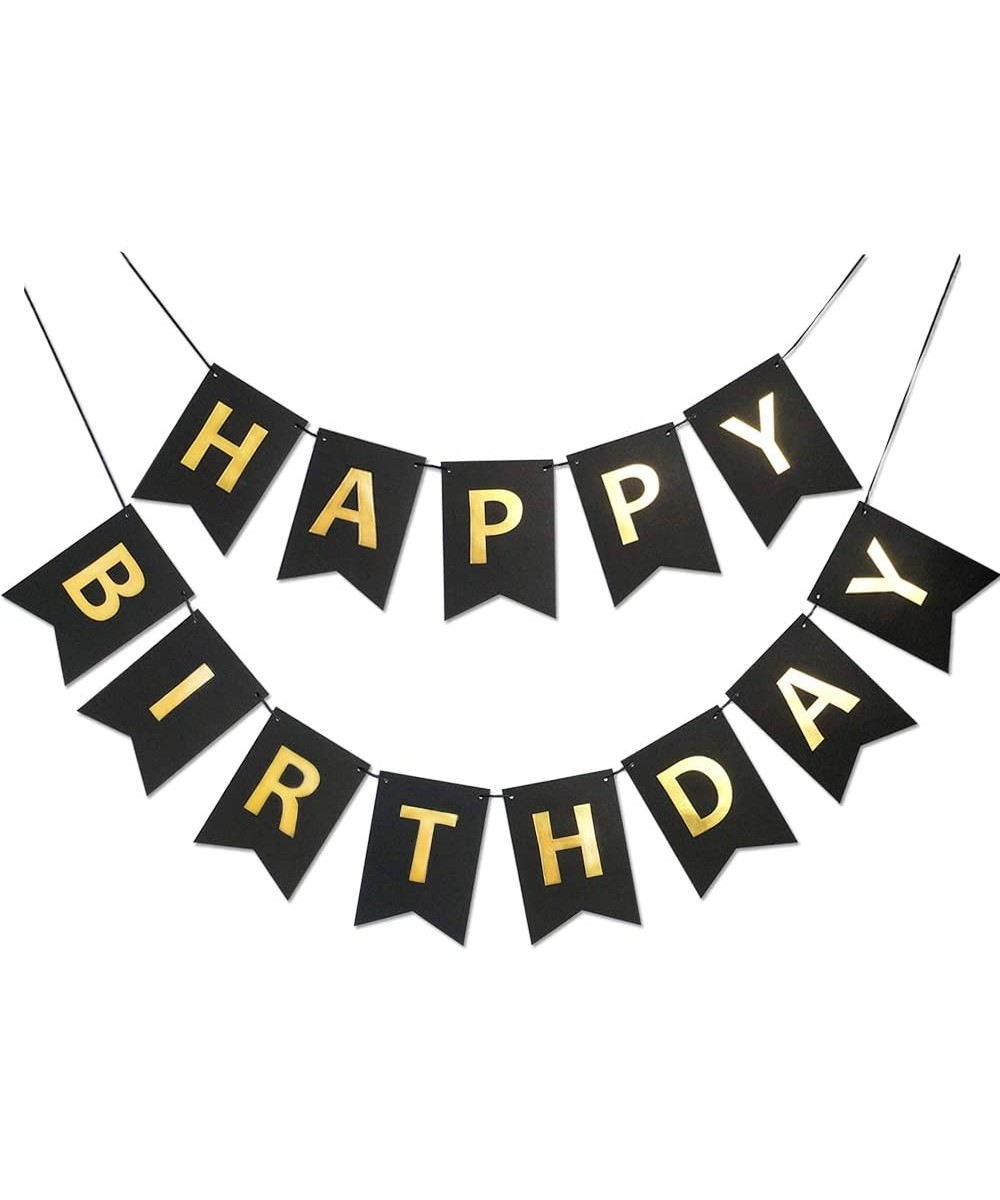 Black Happy Birthday Banner Signs Golden Sparkle Funny Birthday Party Supplies for Boy Birthday Party Decorations Baby Nurser...