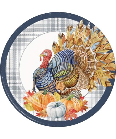 Thanksgiving Day Dinner Party Tableware Supplies - Bundle Includes Paper Plates and Napkins for 16 People Plus a Tablecover -...