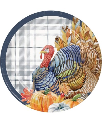 Thanksgiving Day Dinner Party Tableware Supplies - Bundle Includes Paper Plates and Napkins for 16 People Plus a Tablecover -...